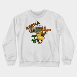 Africa Is Calling Wildlife Continent Collage Crewneck Sweatshirt